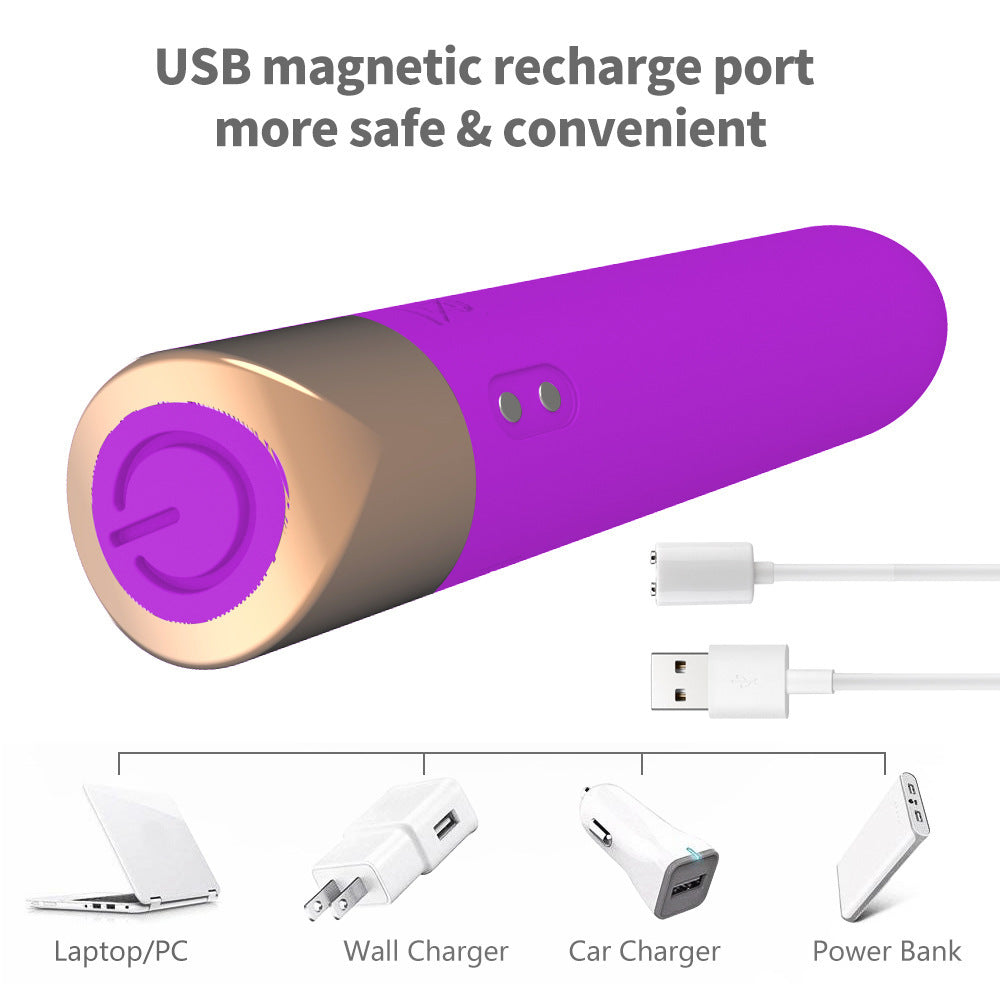 Massage personnel en silicone rechargeable avec 10 modes de vibration et charge magnétique USB