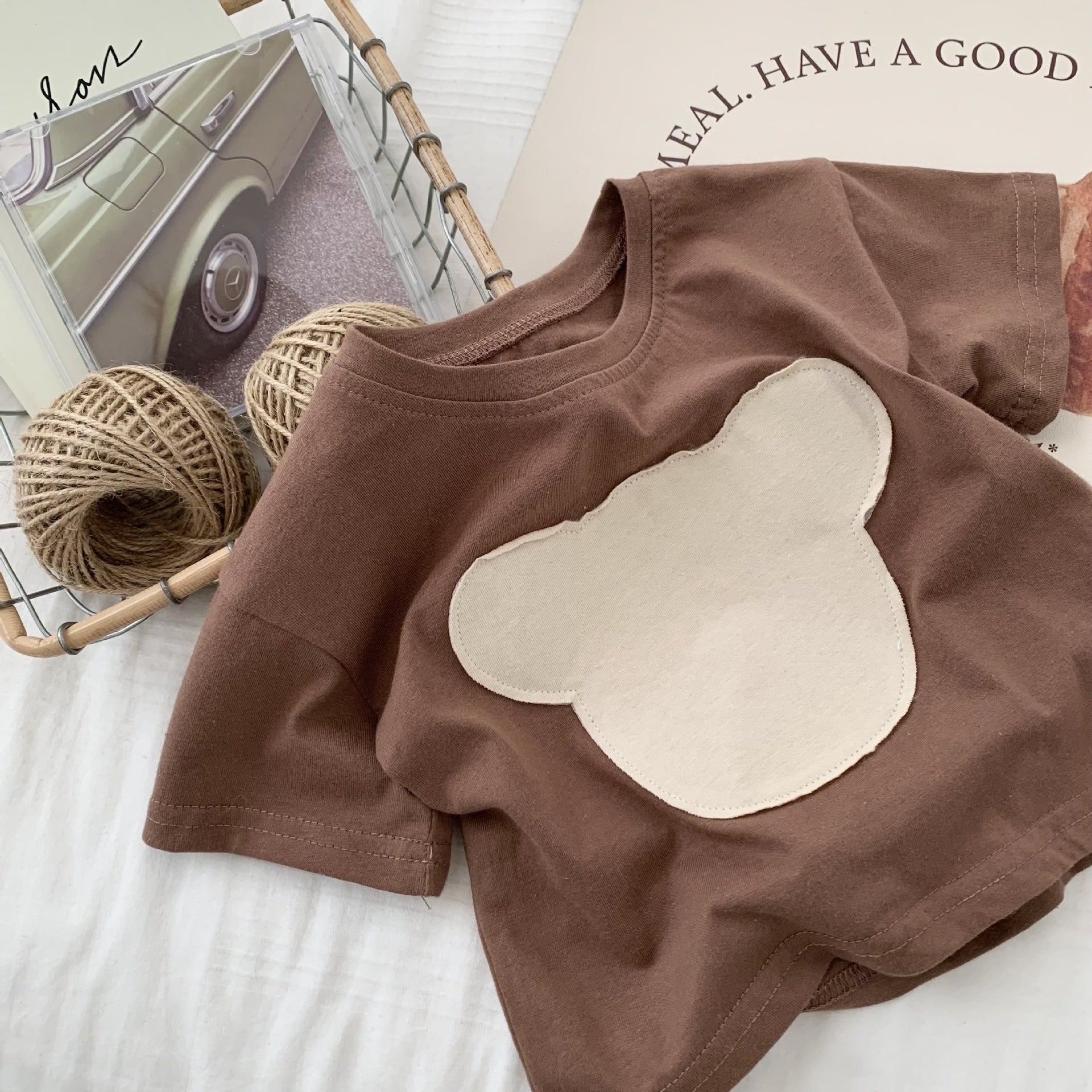 Haut de chemise de bas de mode patch ours pour enfants