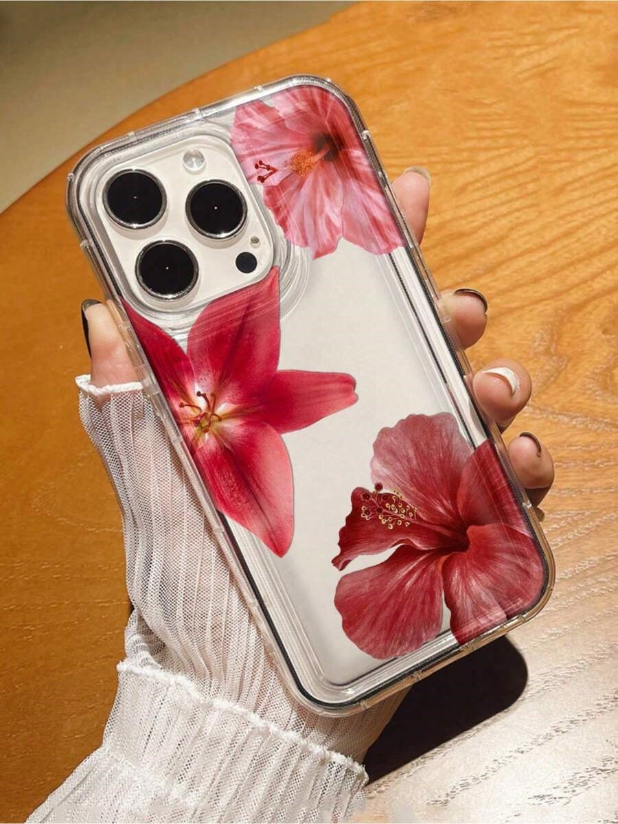 Red Hibiscus Rosa-sinensis Applicable Airbag Trend Phone Case
