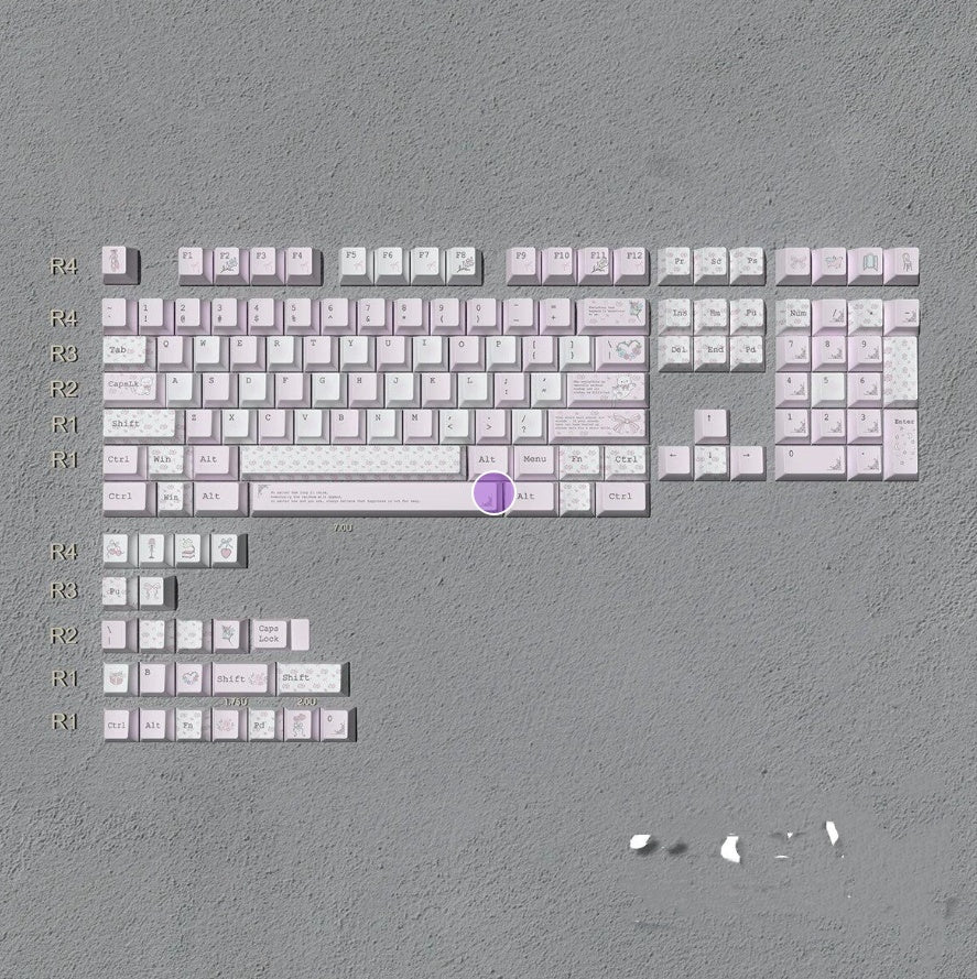 Cat Flower Language Keycaps Matériel PBT