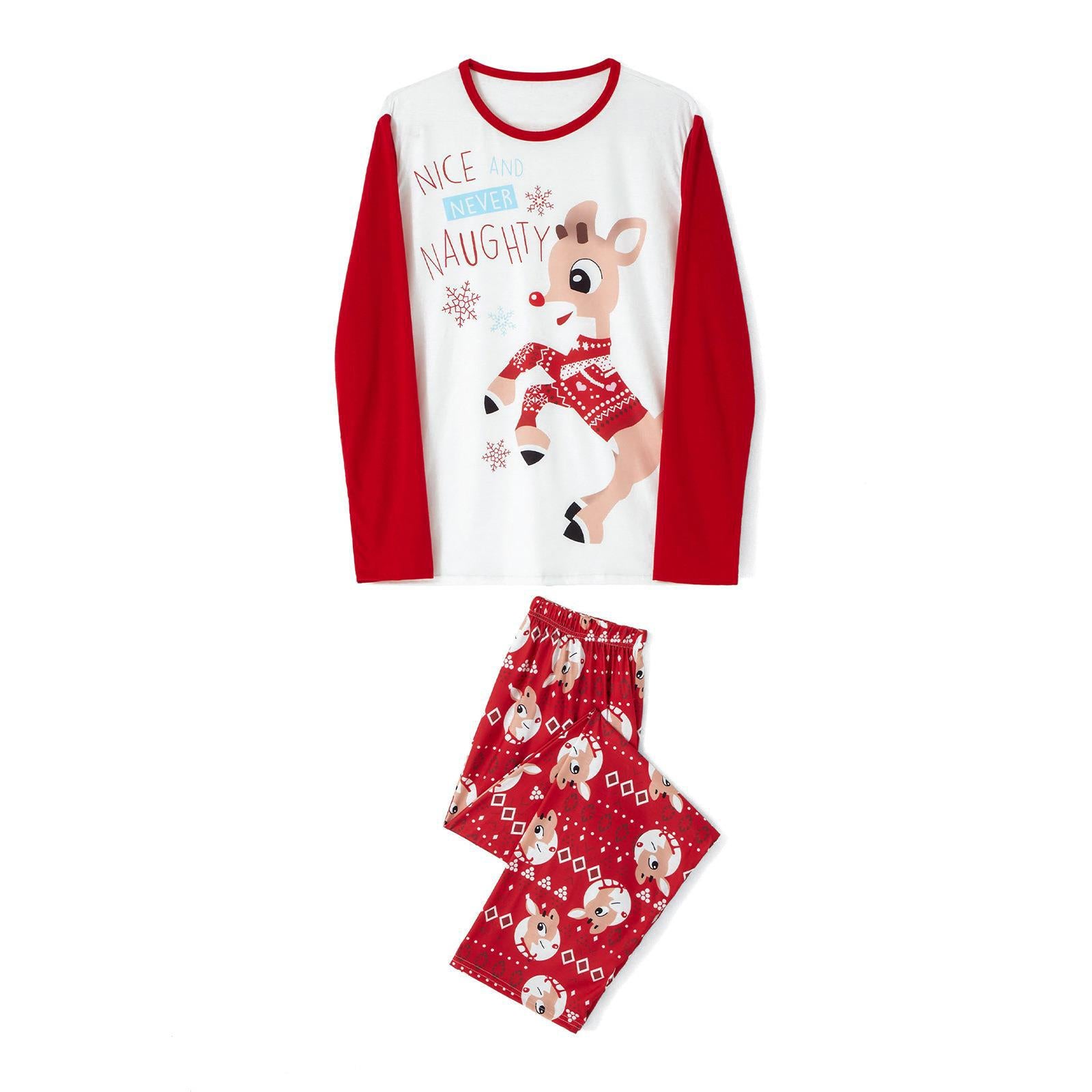Imprimé Pyjama Noël Parent-enfant Porter Col rond Col Longue Manches