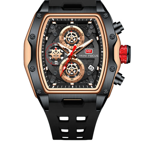 Chronographe sport Track-Style Montre homme avec verre courbé et openwork design