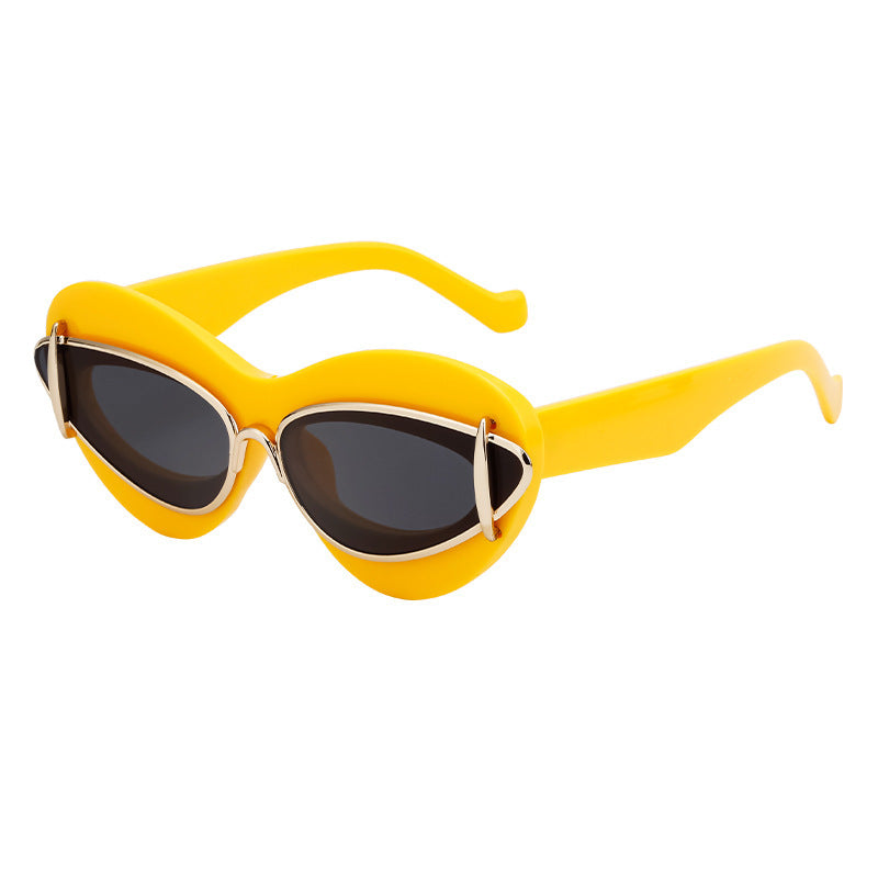 Lunettes de soleil Cat-Eye de mode européenne et américaine pour femmes conduite Internet Célébrité Même