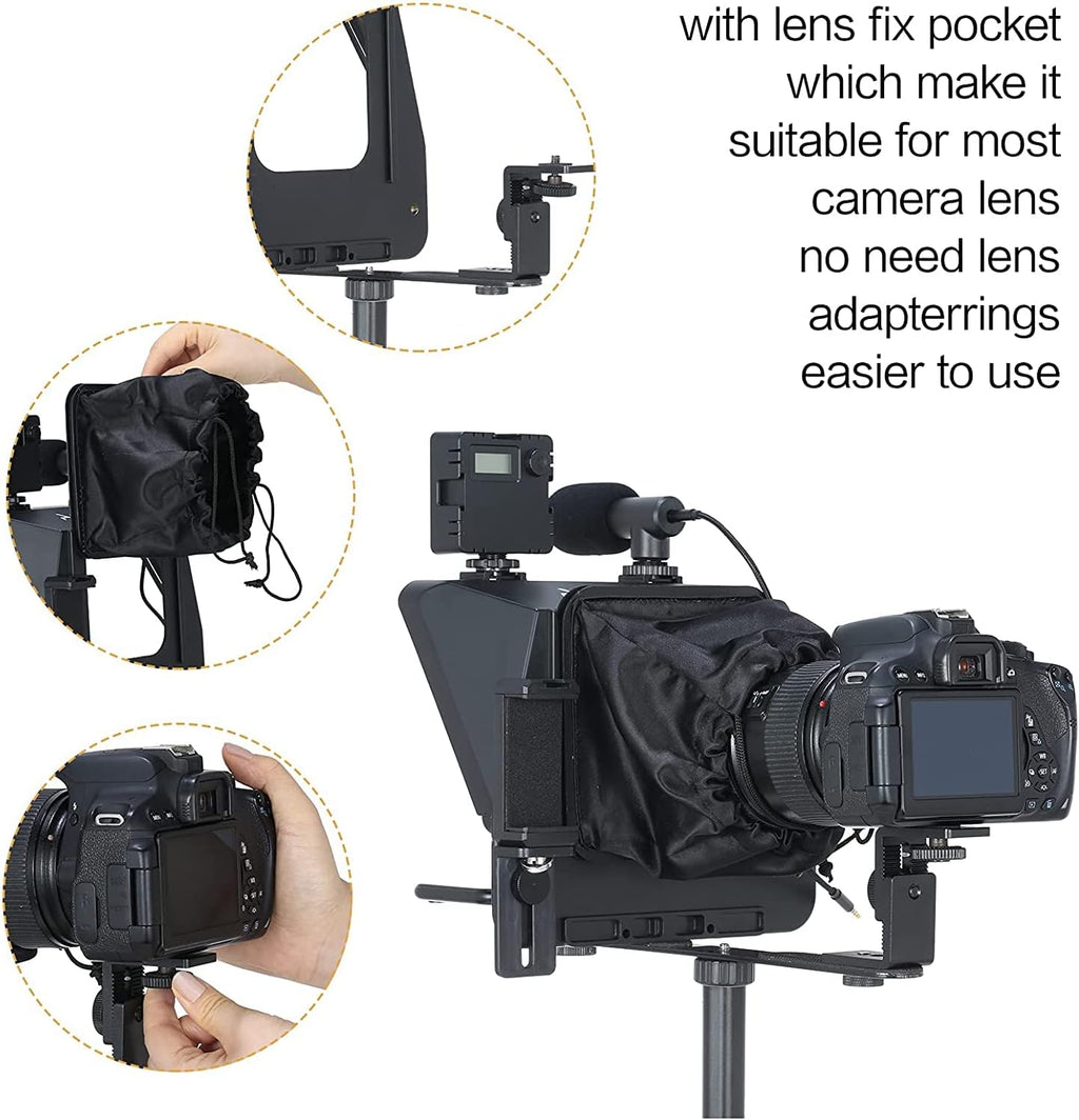 Smartphone portable SLR Caméra Teleprompter avec Mobile Phone Holder Télécommande Vidéo