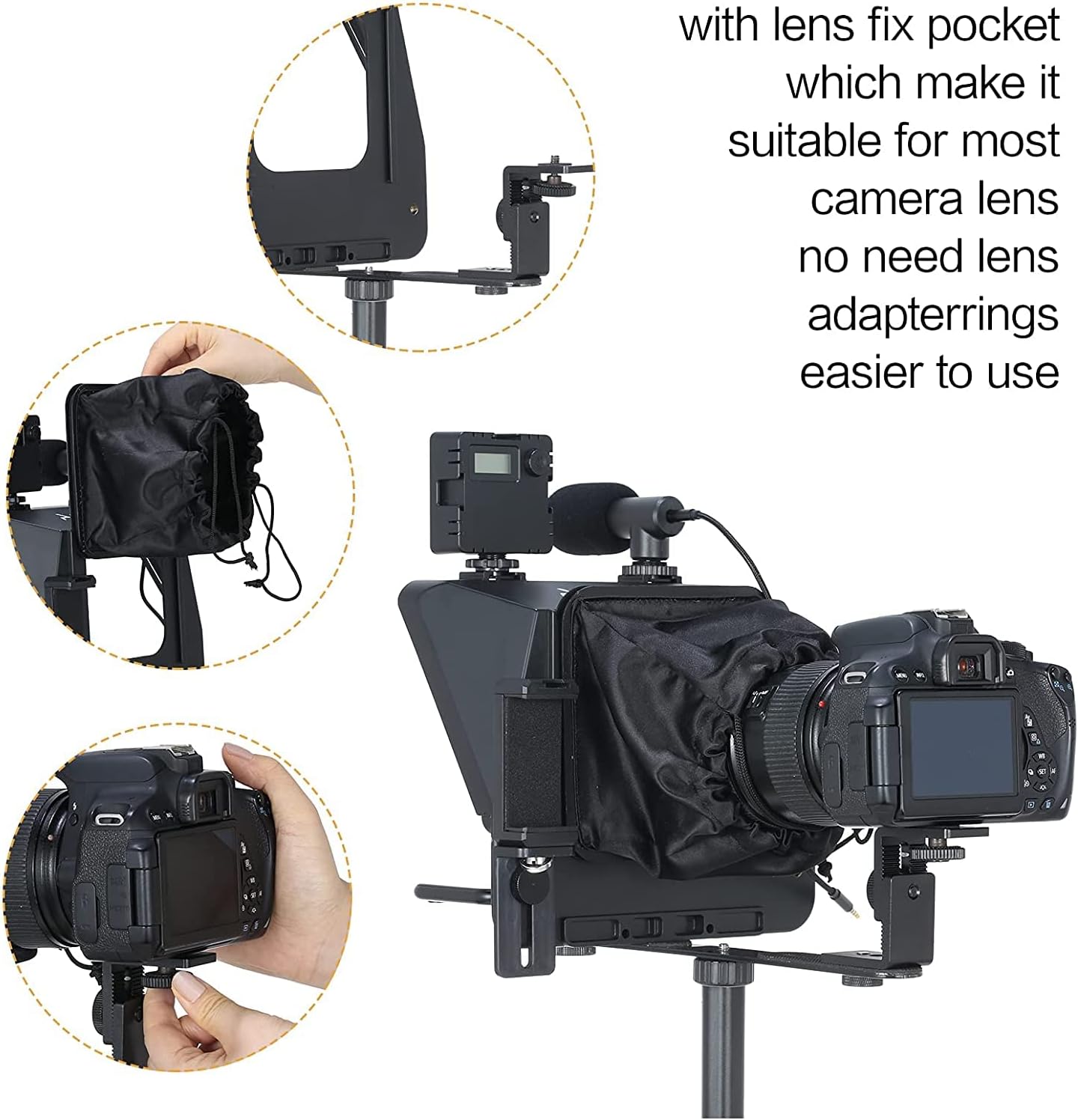Smartphone portable SLR Caméra Teleprompter avec Mobile Phone Holder Télécommande Vidéo