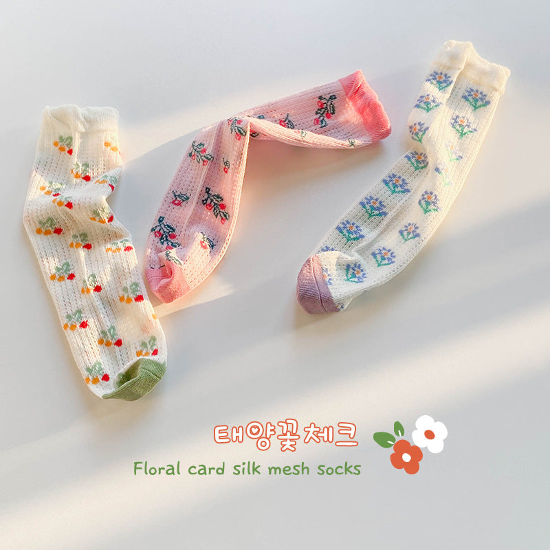 Chaussettes pour enfants Printemps Été Bébé Pile mince Chaussettes pour femmes