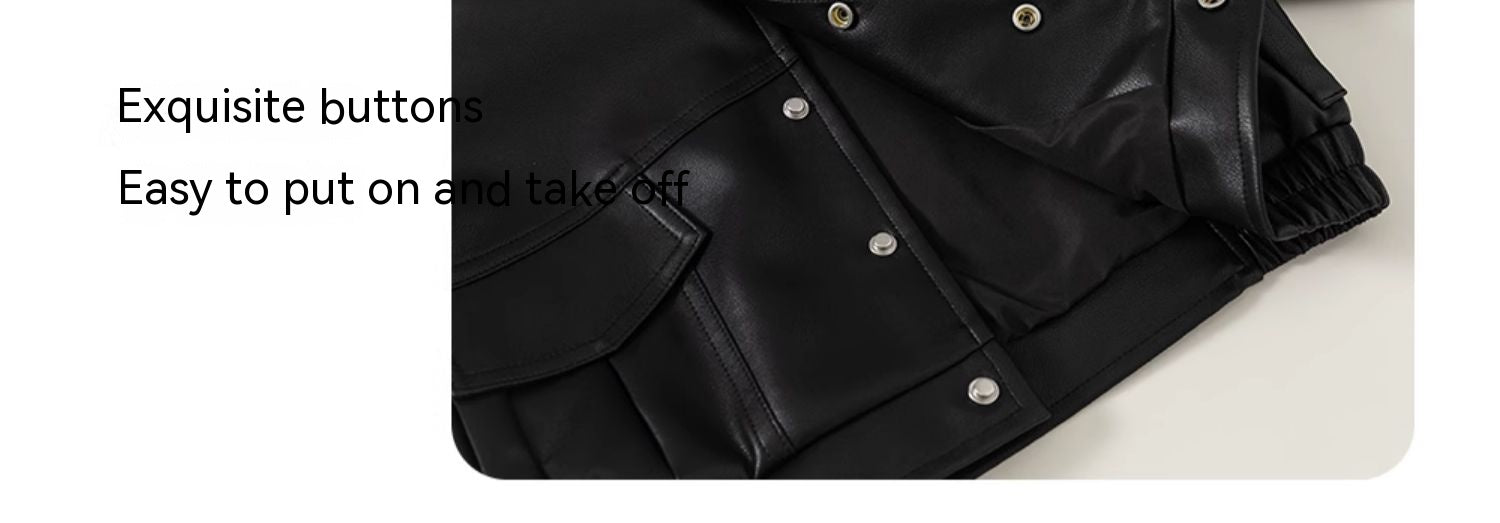 Manteau d'automne en cuir pour enfants