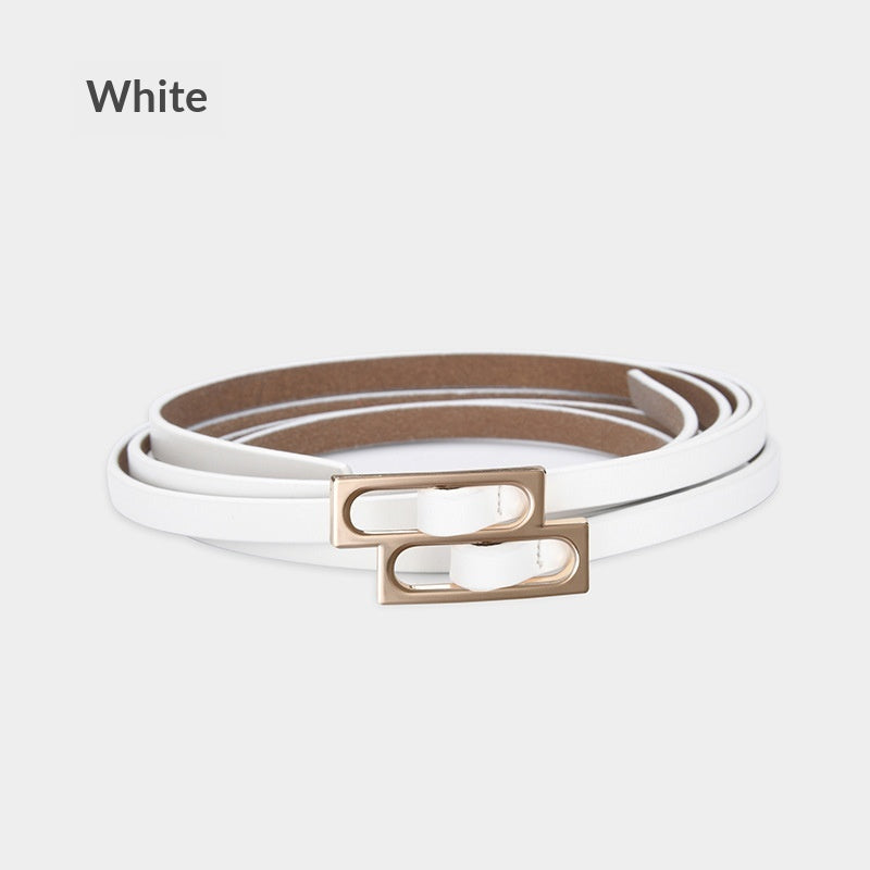 Ceinture en cuir casual rétro pour femmes avec double boucle