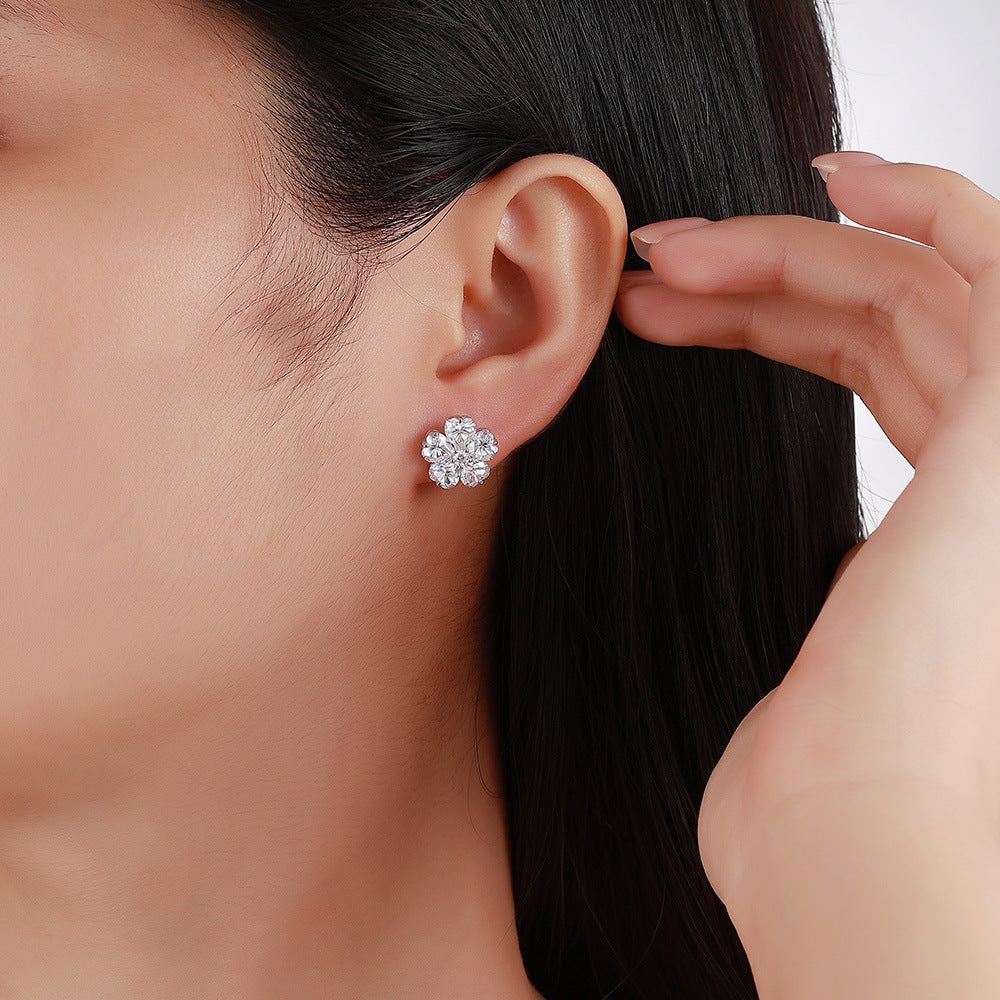 S925 Sterling Silver Flower Stud Earrings
