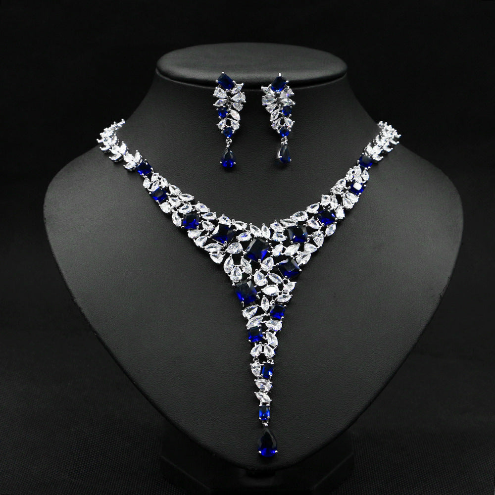 Colorful Zircon Collier Ensemble Robe de mariée Boucle d'oreille Accessoires