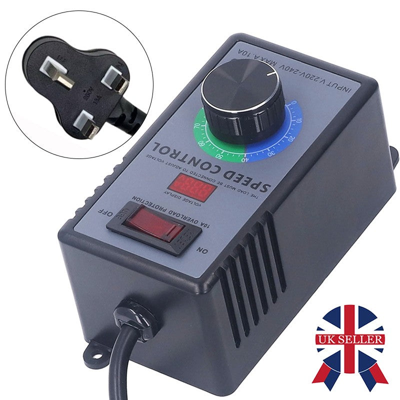 Contrôleur de vitesse de moteur S Sorcellerie AC 220V-240V Affichage de tension en temps réel Plug UK