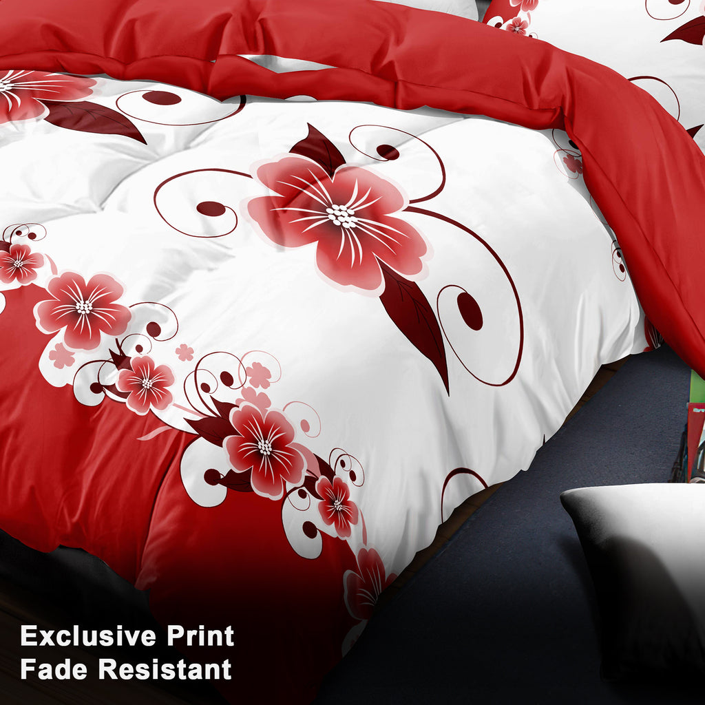 9-Piece rouge et blanc Gardenia Couvercle de couverture pour la Reine