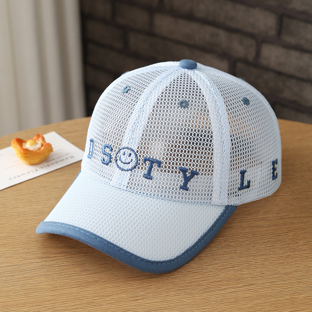 Casquette en mesh léger d'été pour enfants - Garçons et filles DSTY Base brodée visage souriant