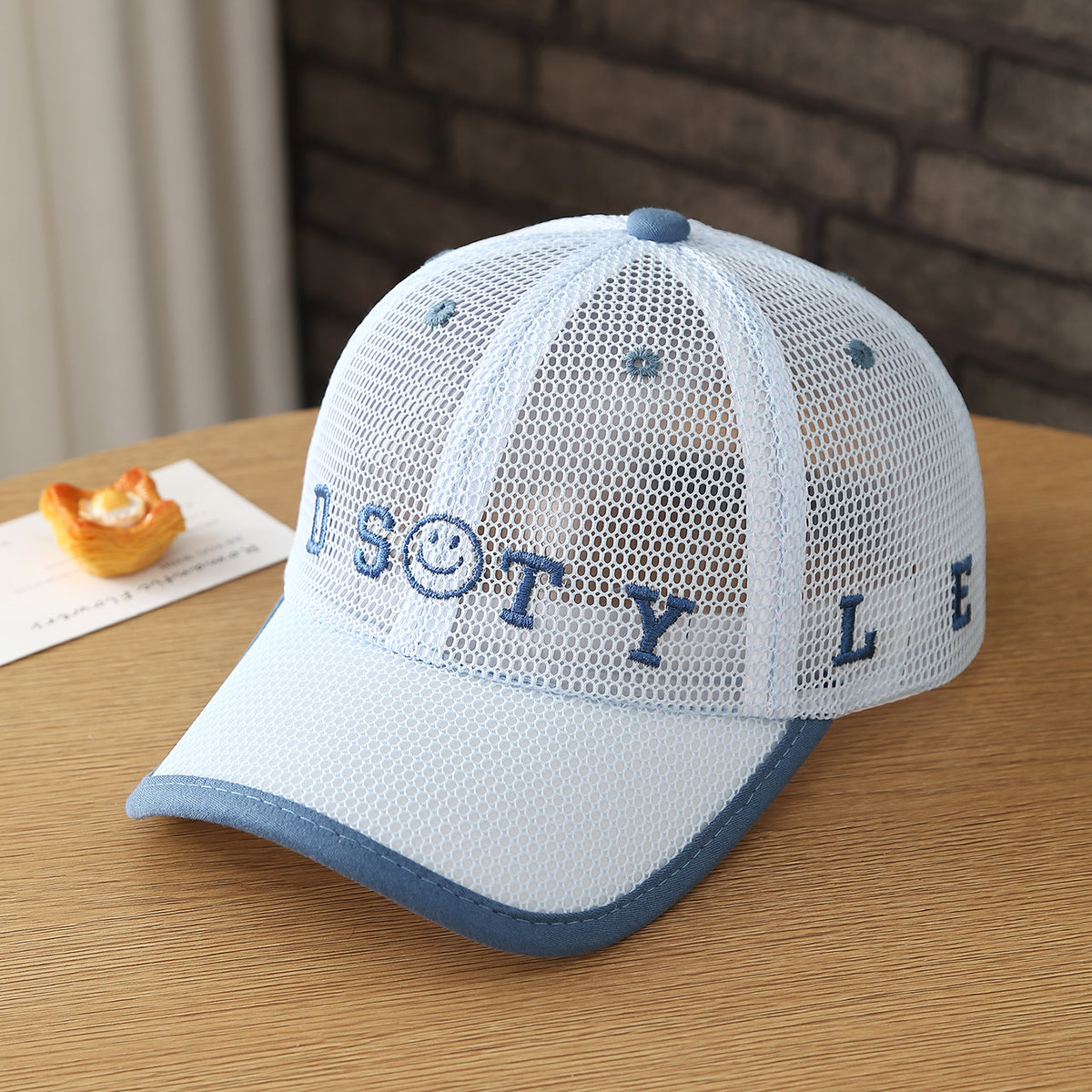 Casquette en mesh léger d'été pour enfants - Garçons et filles DSTY Base brodée visage souriant