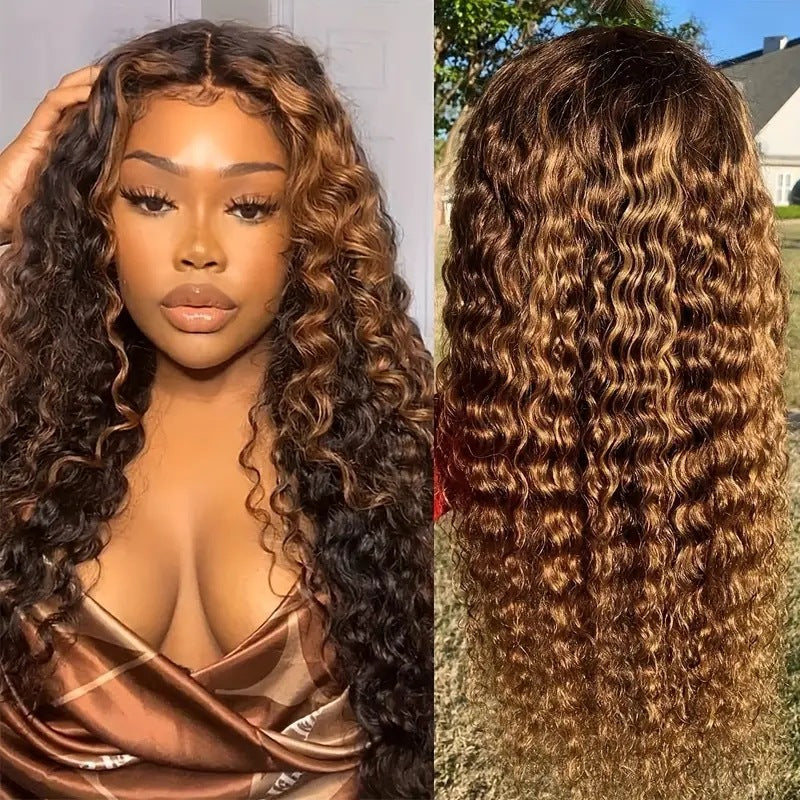 Perruque moyenne Petit volume mettre en évidence Gradient Long cheveux bouclés