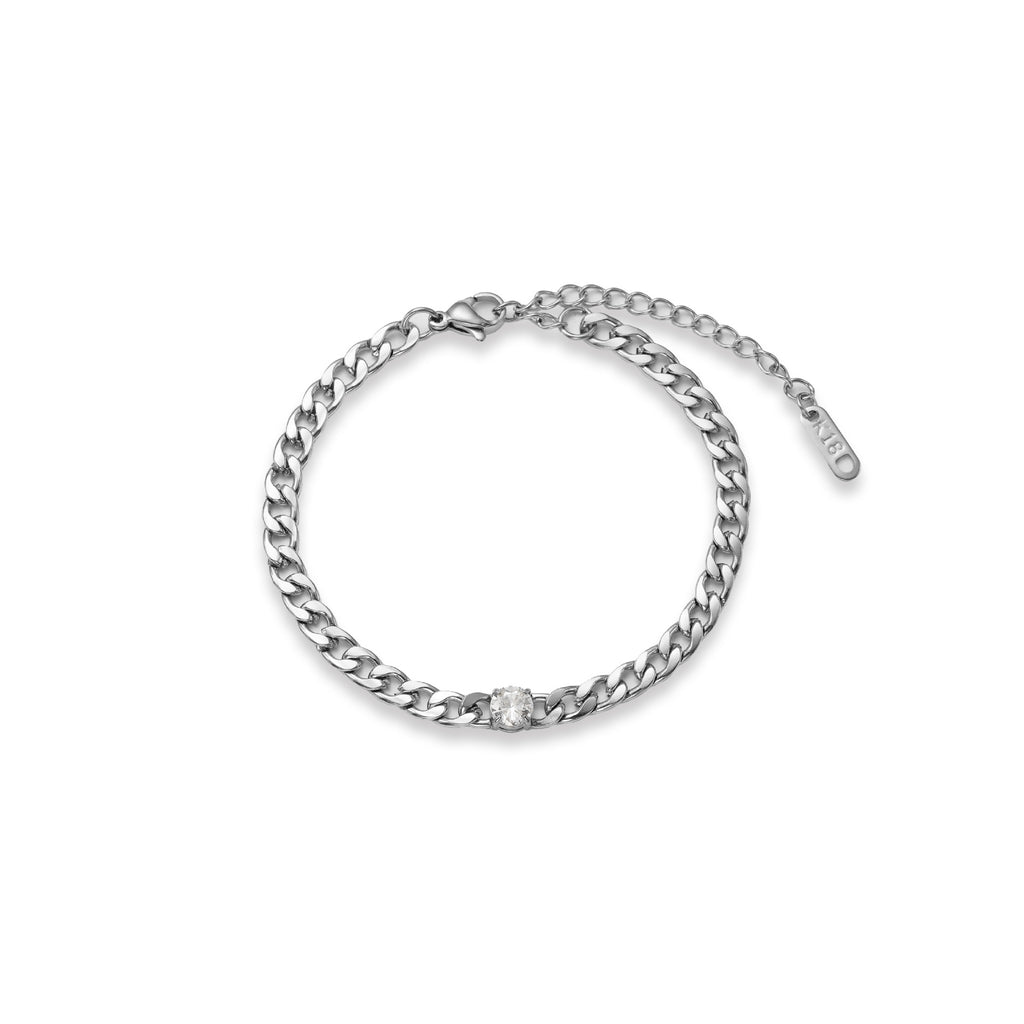 Fashion Titanium Steel Matte Chaîne Eau Drop Zircon Bracelet Set