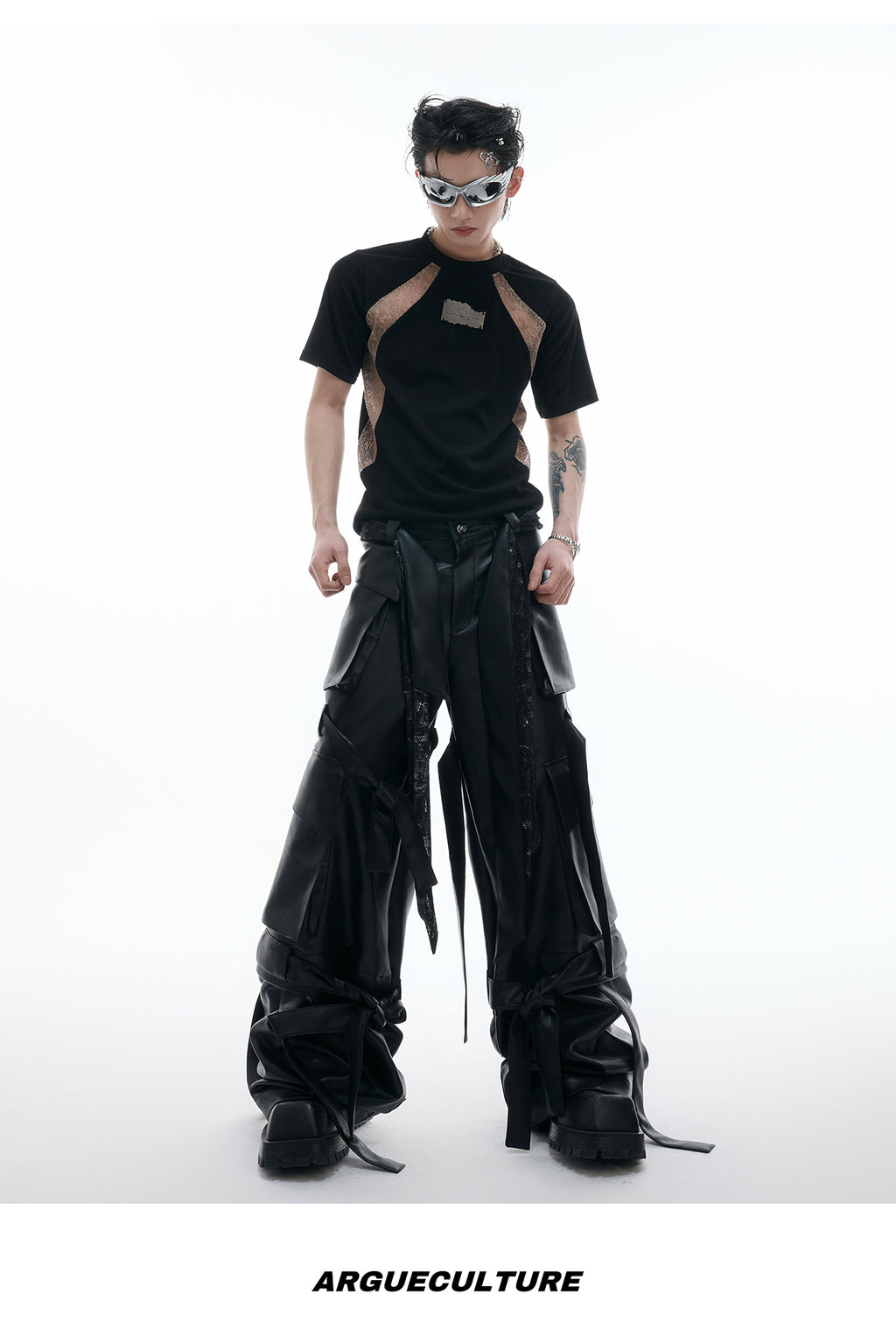 Niche Deconstruction Contraste couleur rétro manches courtes Slim-fit Pit Texture bas Shi