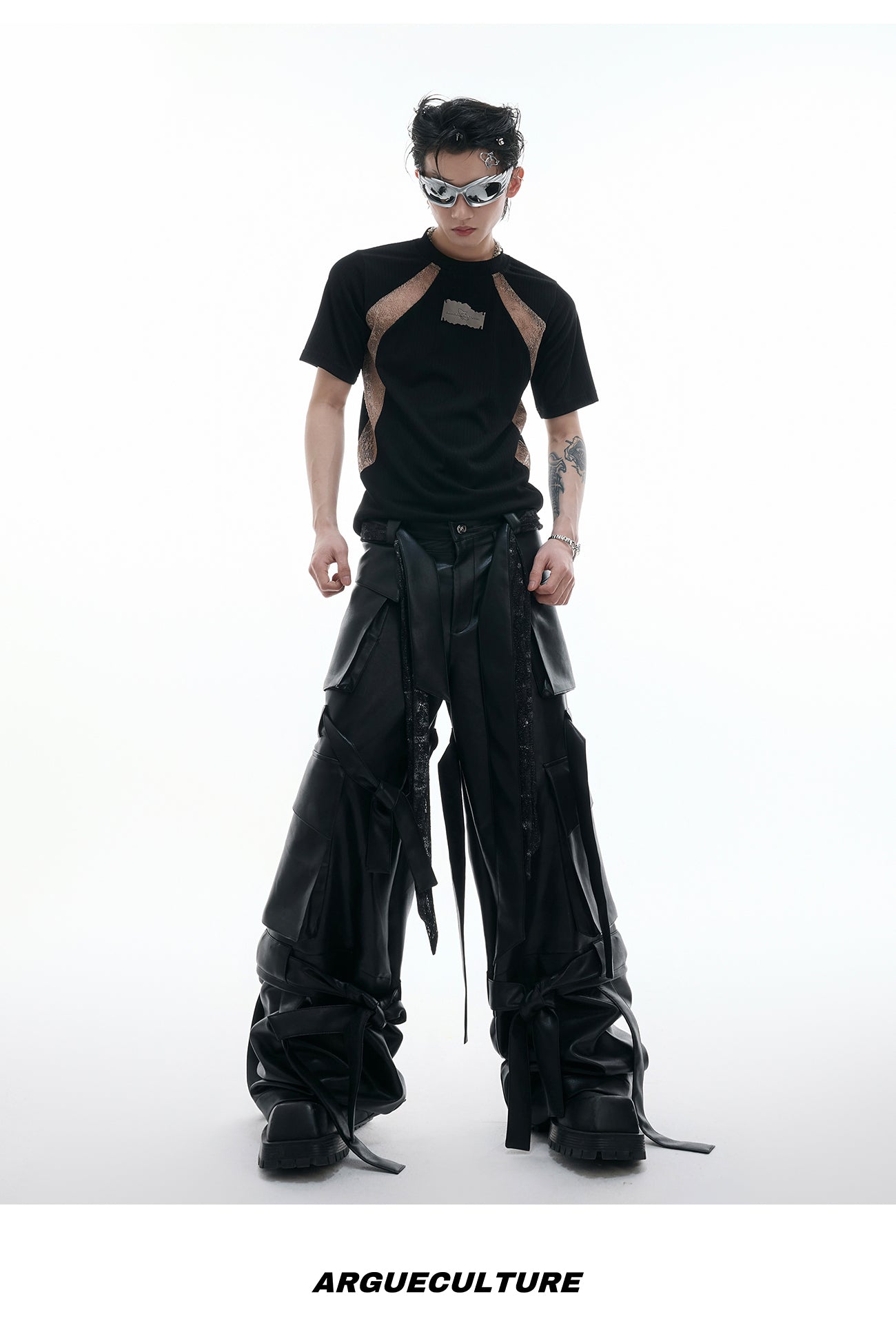 Niche Deconstruction Contraste couleur rétro manches courtes Slim-fit Pit Texture bas Shi