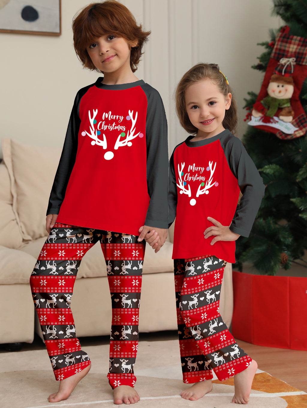 Imprimé Tête de cerf Costume parent-enfant de Noël