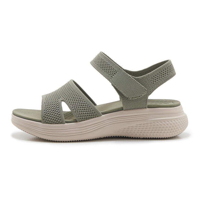 Été Casual velcro à semelle épaisse Sandales Femmes Simple légère Chaussures de plage Sporty Styl