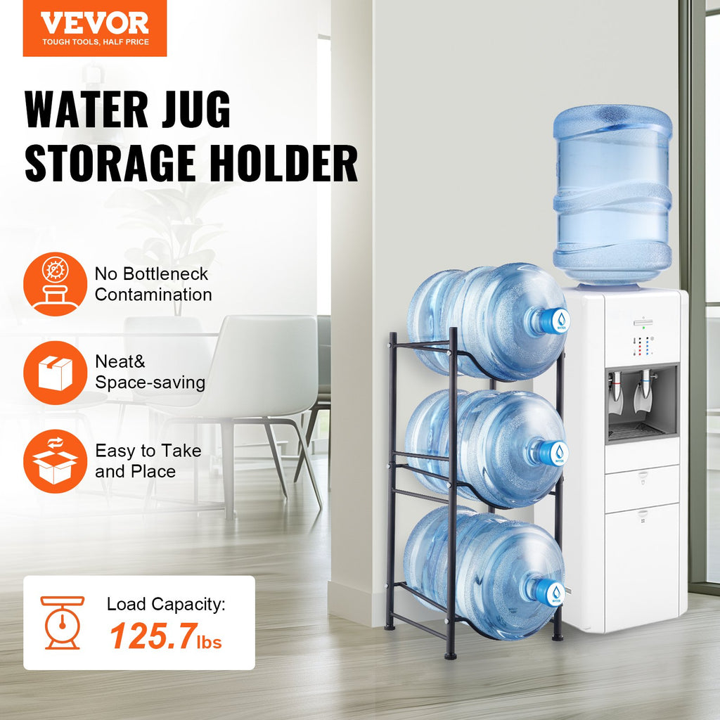 VEVOR 3 niveaux Porte-jug d'eau Rack de bouteille d'eau monoligne pour 3 bouteilles noir