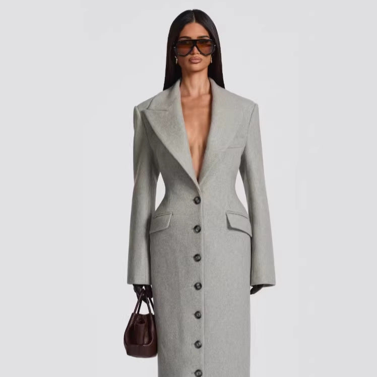 Élégant manteau en lapin de couleur solide