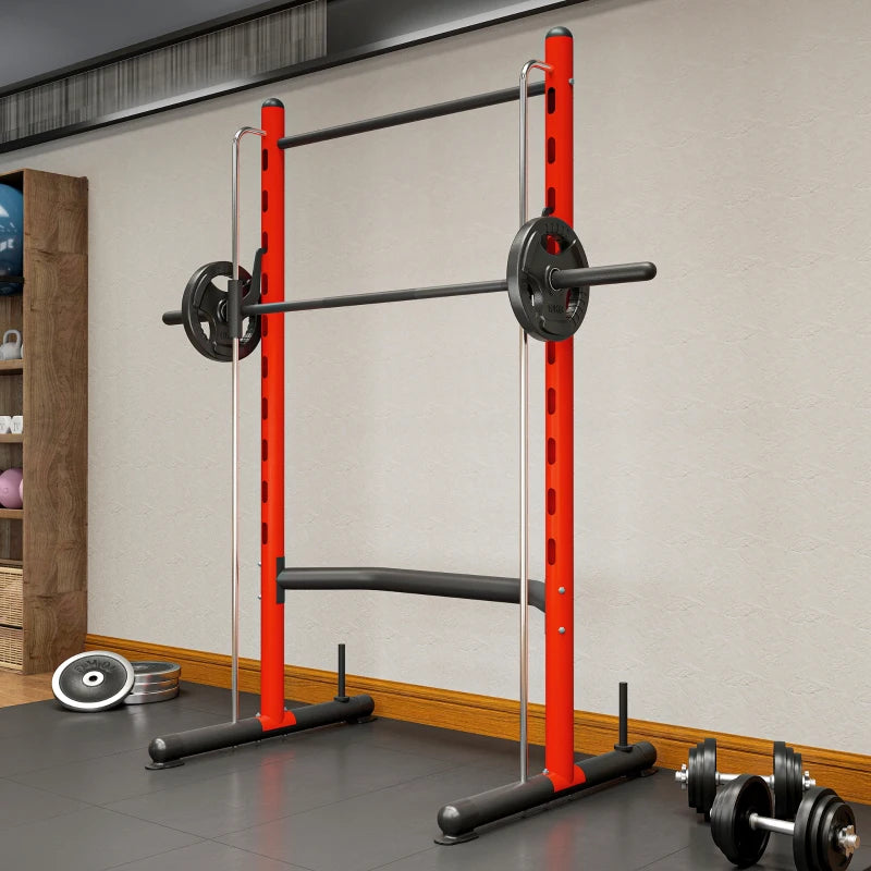 Soozier Squat Rack avec barre de traction et barre Barbell réglable de banc presse multi-fonction