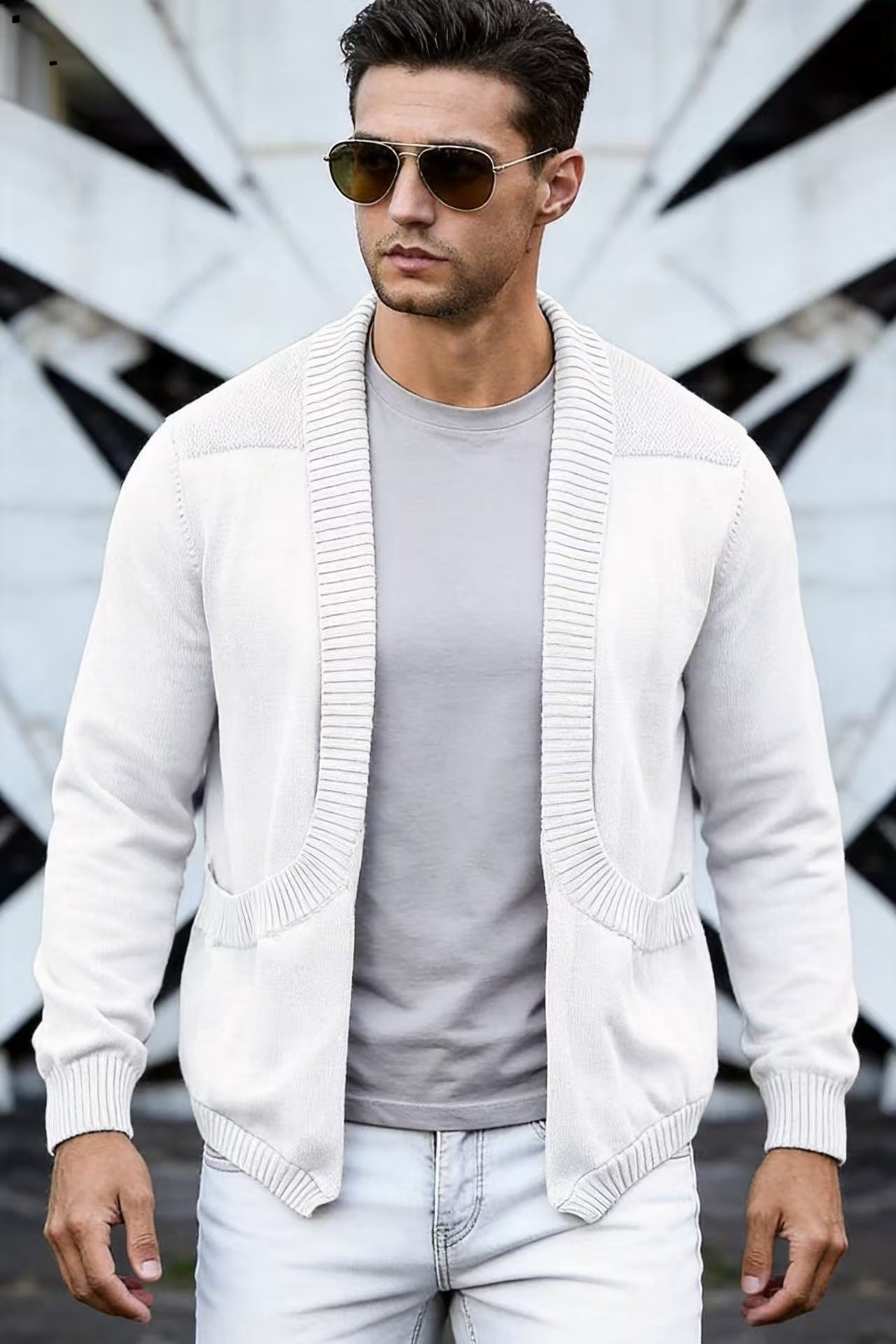 Manteau en mailles châle-châle pour hommes