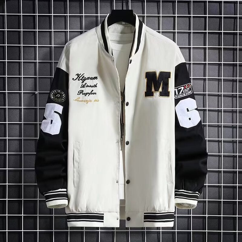 Veste de baseball homme Mode Casual Lettre Numéro Imprimer Bouton-down Tops Streetwear Cloth