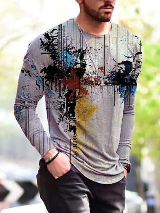 Manches longues hommes T-Shirt en bas Col rond