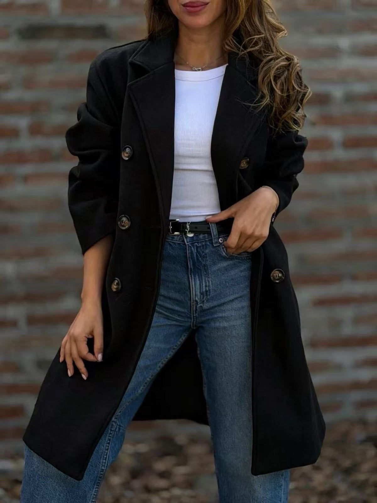 Chic Street Style Automne et hiver Veste à manches longues en laine à manches longues