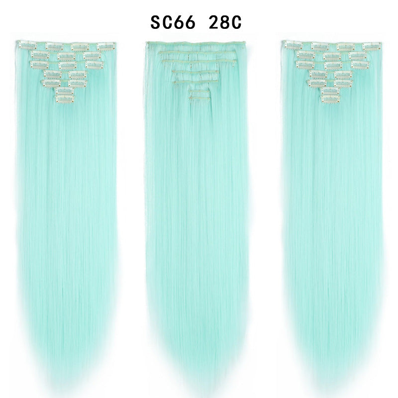 16 Carte Sept-pièces Coiffure Perruque Beauté Chimique Perruque Ensemble de Perruque Cheveux Extension