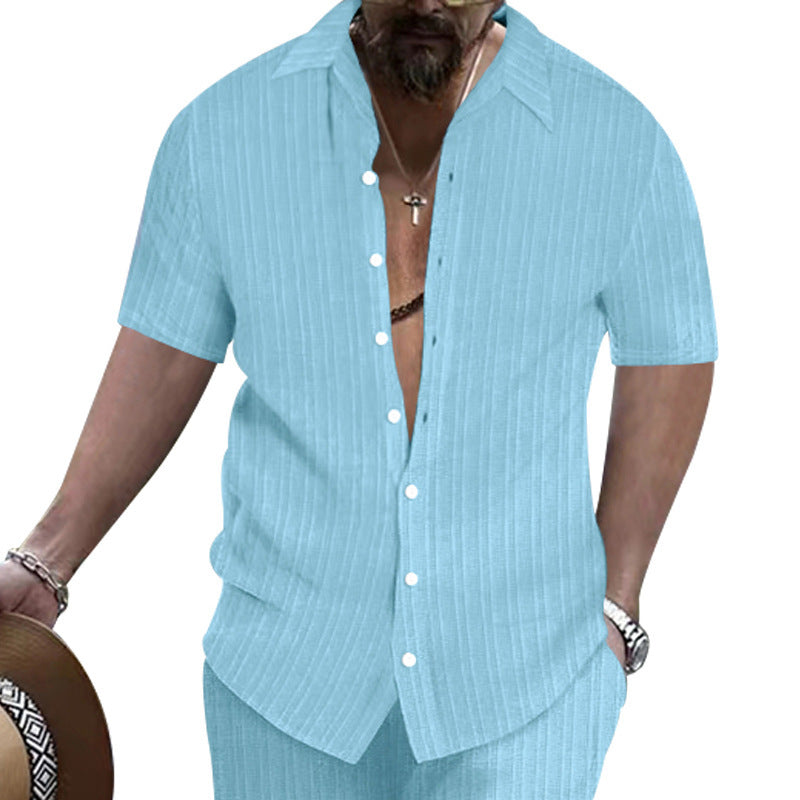 Homme Casual Loose-fit à manches courtes Beach Button-up Top
