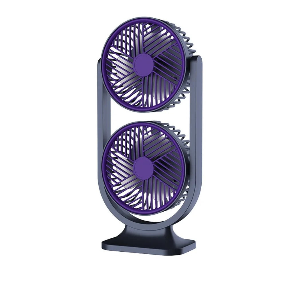 5 engrenage ventilateur de bureau double tête USB rechargeable faible bruit ventilateur de bureau double nuit lumière I