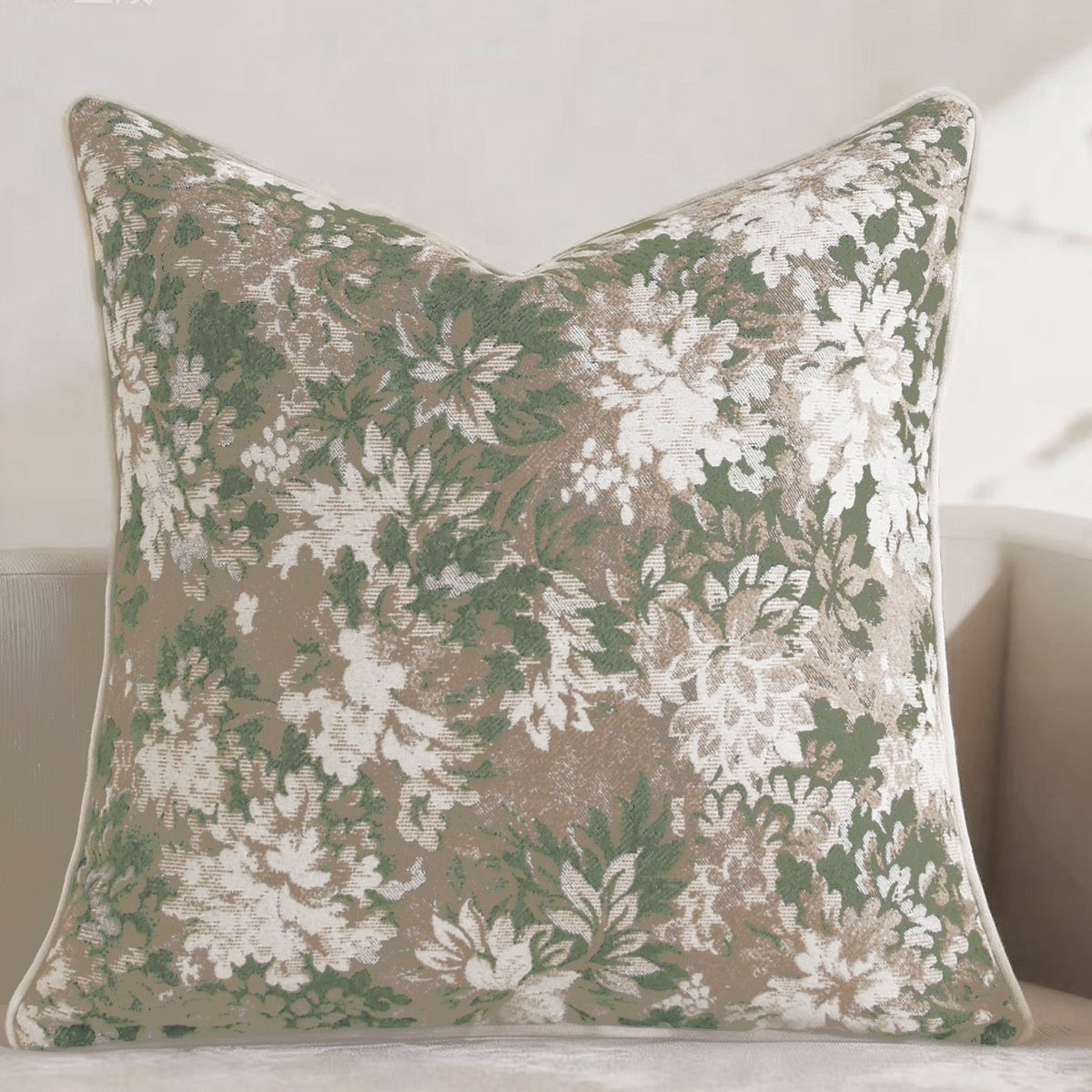 Vieille case d'oreiller en jacquard teinte de fil de couleur florale Chenille
