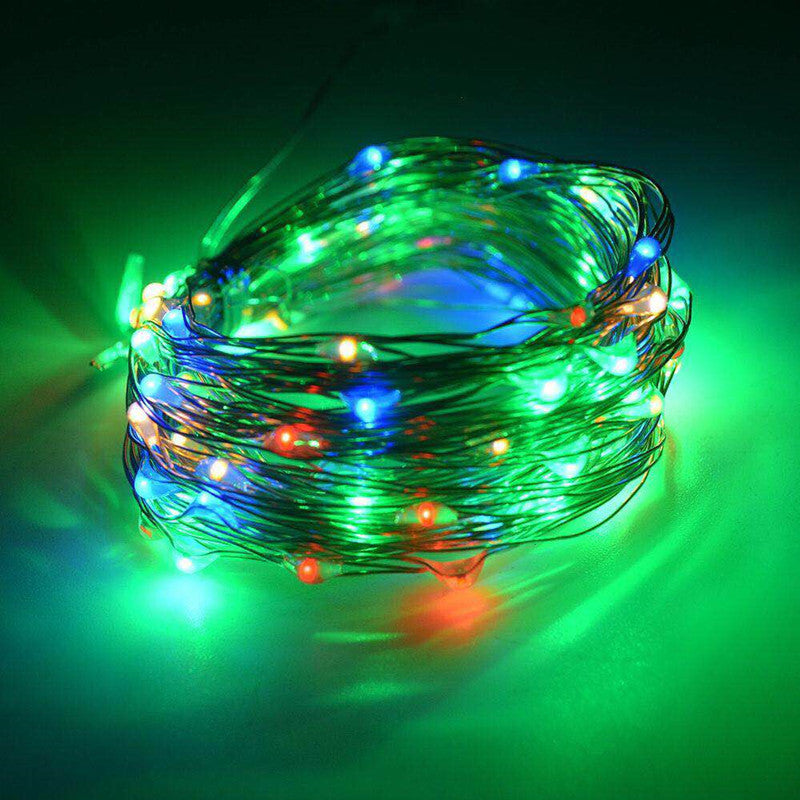 LED solaire en cuivre fil lampe Huit fonction chaîne de lumière