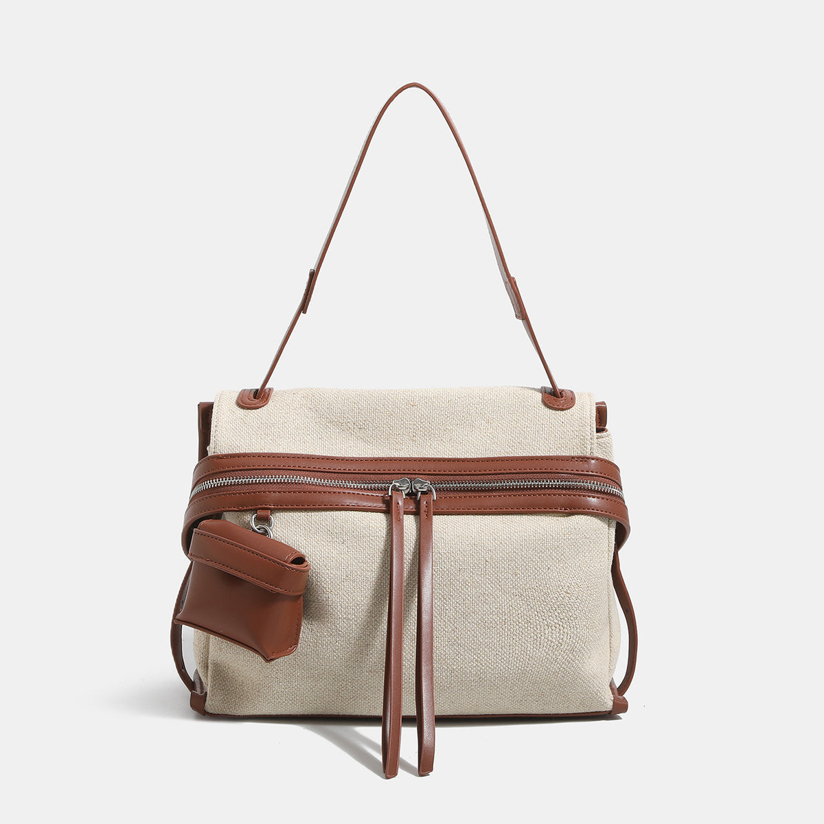 Simple patchwork cotton-linen cross-body bag