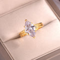 S925 Argent plaqué or 7x14mm Marquise Moissanite Anneau D Couleur VVS1 GRA Certifié États-Unis Taille
