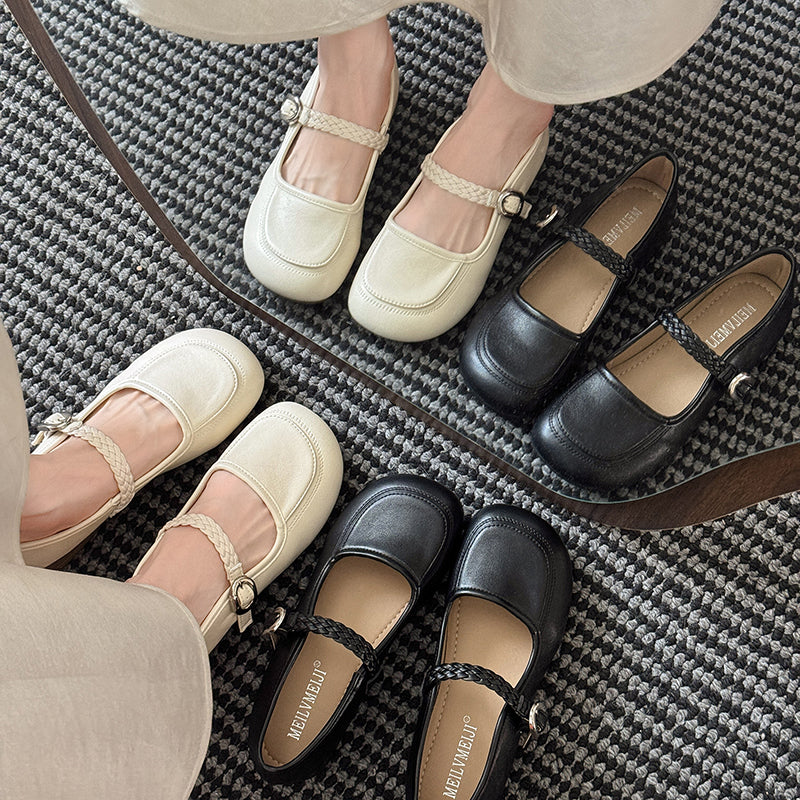 Femmes Minimalist Vintage tressé Strap Plats Matching Daily
