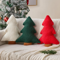 Oreillers de Noël Ensemble de 2 sapins de Noël rouges en forme d'oreiller en peluche douce