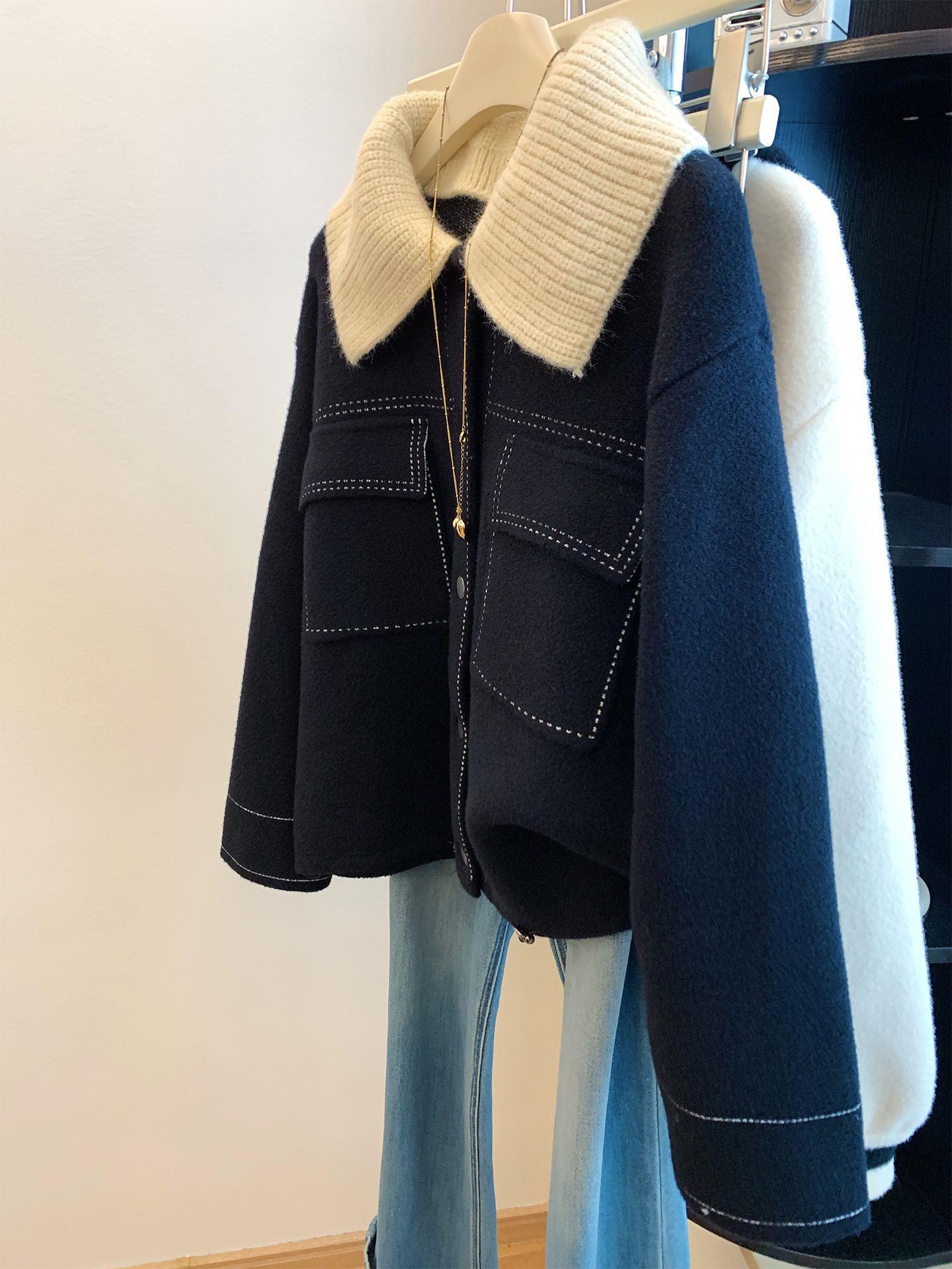 Top casual pour femmes en laine de col notch