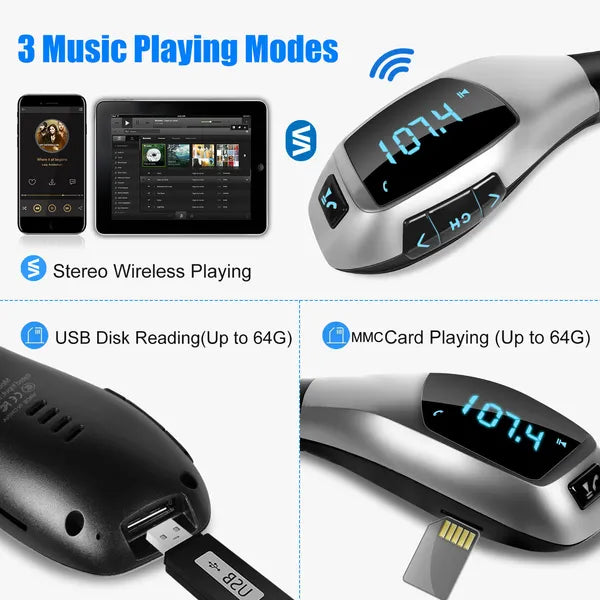 Voiture FM Transmetteur sans fil USB Charge mains libres Call MP3 Player