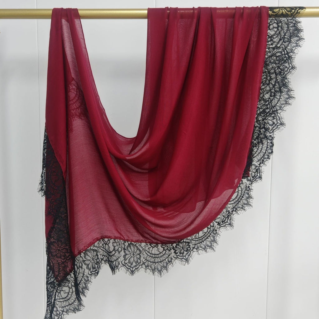 Solid Color Rayon Lace Scarf