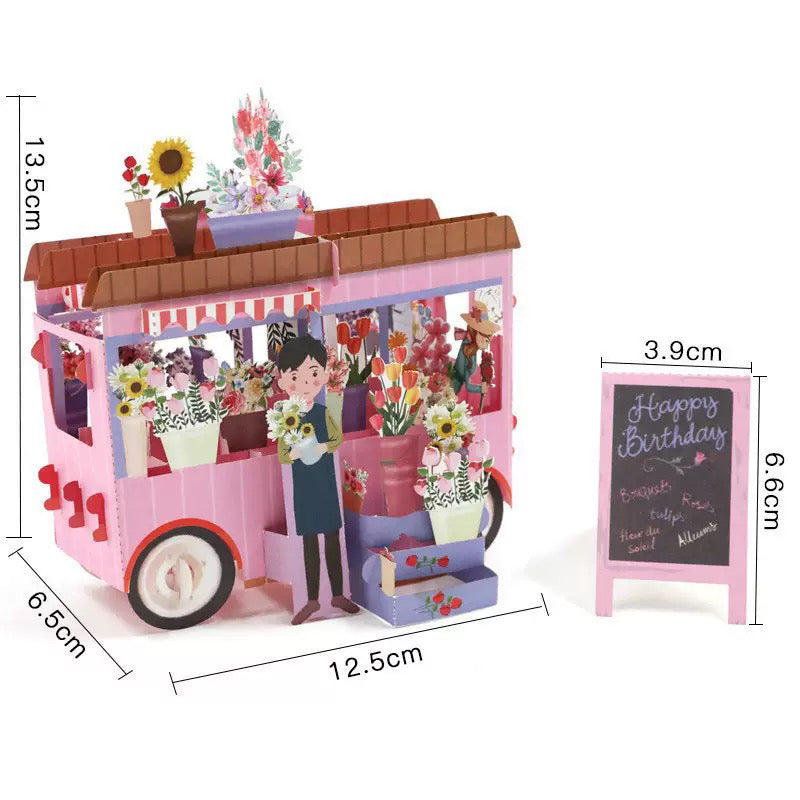 Carte pop-up 3D - Van rose