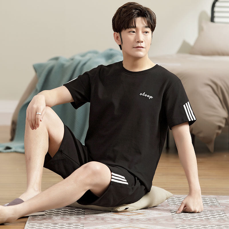 Pyjama pour homme Short à manches courtes Pull en coton tricoté