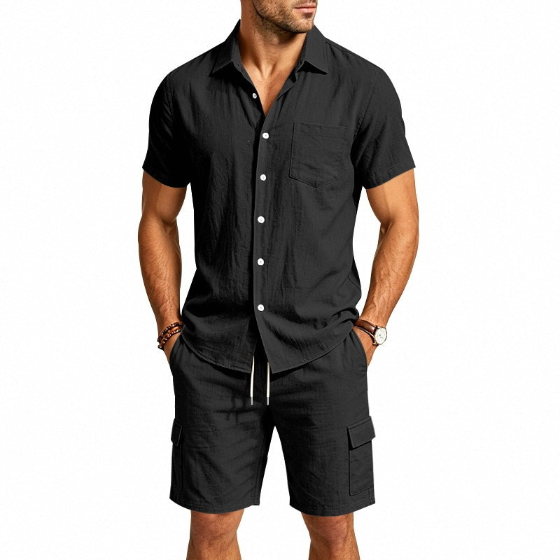 Hommes Linge de maison Chemise à manches courtes et ensemble de shorts de travail