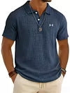Trendy Men's Casual Solid-color Summer Bamboo-ribbed Coton Polo manches courtes Chemise Homme