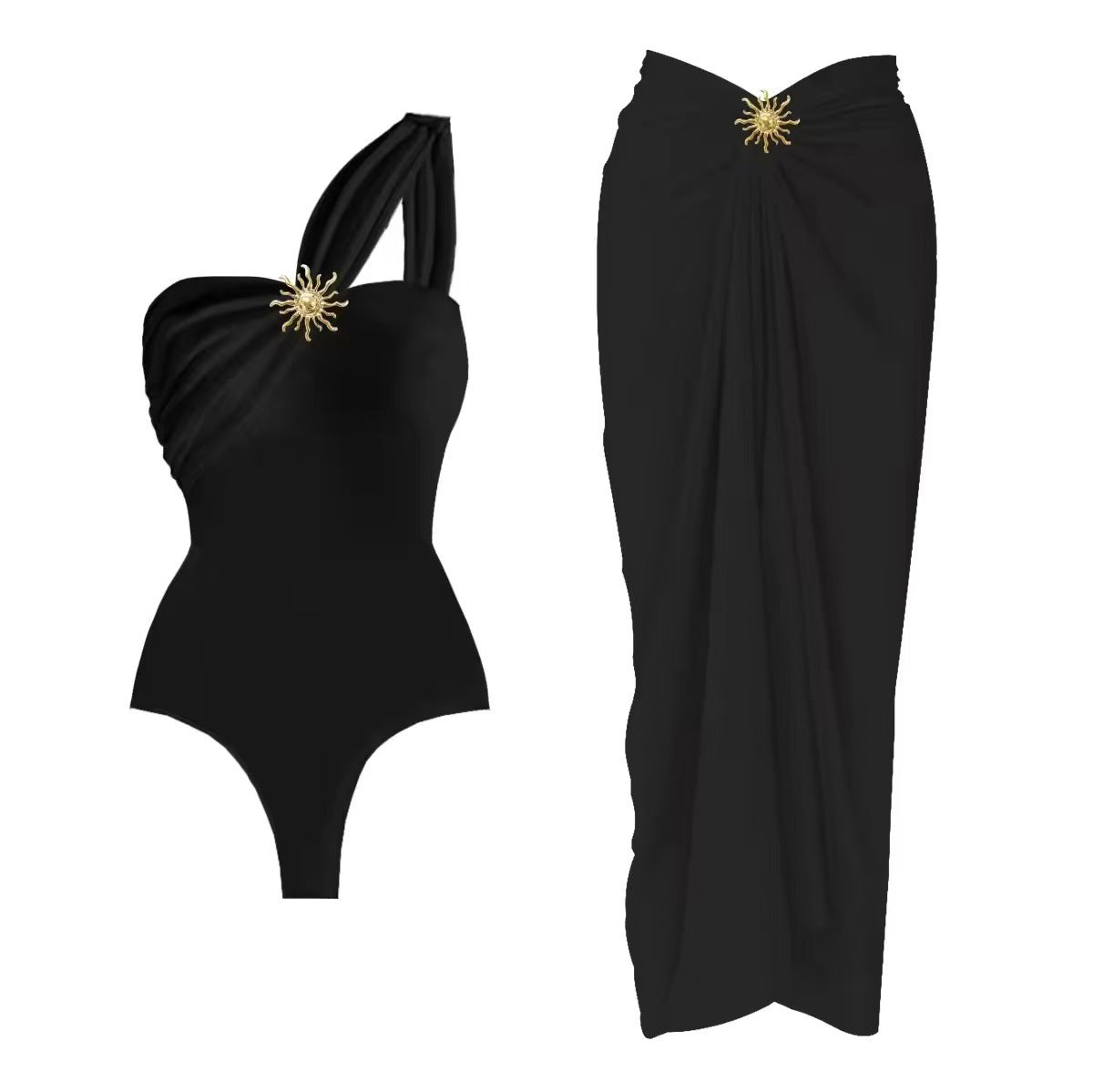 Maillot de bain Bikini One-Piece avec jupe Mesh Set de tournesol