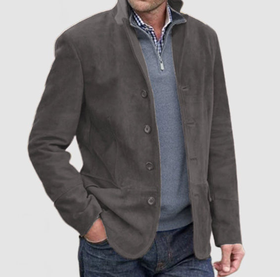 Veste pour homme Hiver Stand Collar Button-up Coat Casual Blazer Vêtements de dessus
