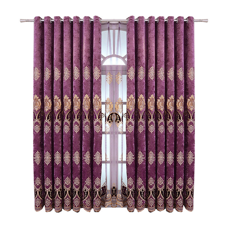 Chenille Broderie Sunshade Rideau Tissu pour chambre et salon
